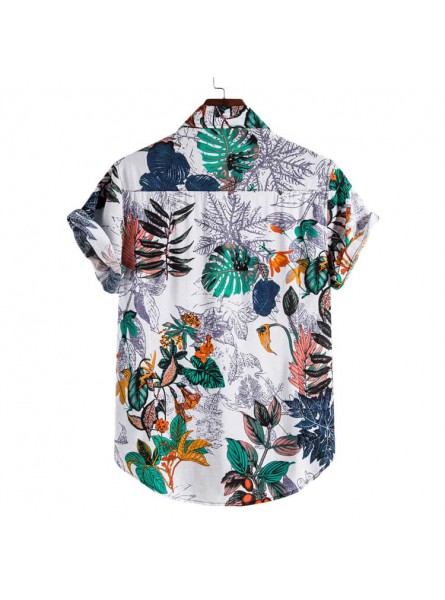 M-3XL Men Fashion Flower Printed Loose Single-breasted Shirt