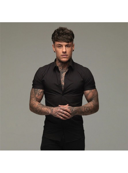 Summer Fashion Slim Fit Single-breasted Short Sleeve Casual Lapel Shirt