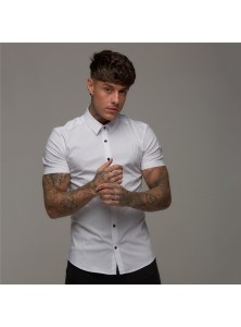 Summer Fashion Slim Fit Single-breasted Short Sleeve Casual Lapel Shirt