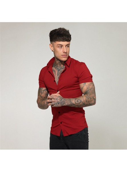 Summer Fashion Slim Fit Single-breasted Short Sleeve Casual Lapel Shirt