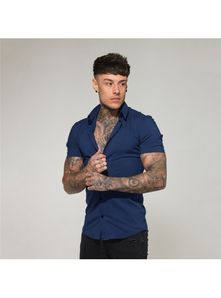 Summer Fashion Slim Fit Single-breasted Short Sleeve Casual Lapel Shirt