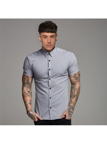 Summer Fashion Slim Fit Single-breasted Short Sleeve Casual Lapel Shirt