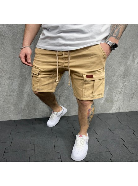 Men Casual Solid Color Straight Sports Shorts