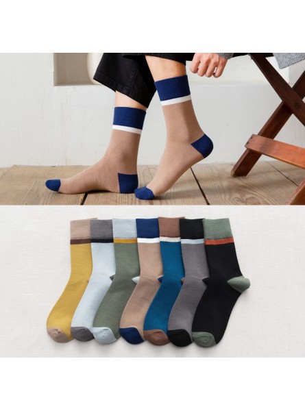 Men Cotton Stitching Sweat-Absorbing And Breathable Mid-Tube Socks