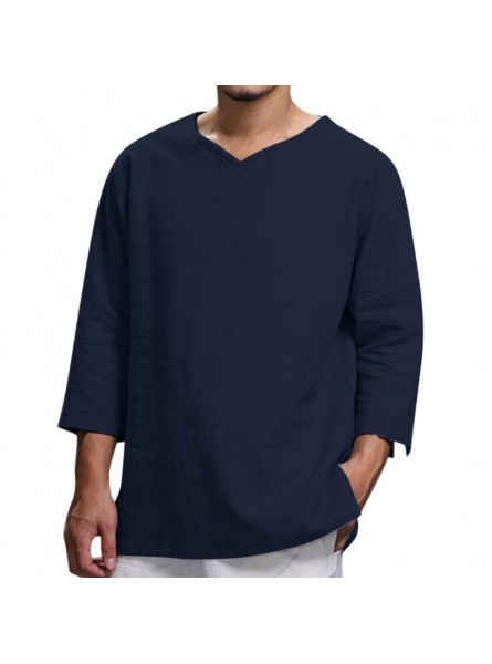 Man Fashion Casual Loose Solid Color Round Neck Blouse