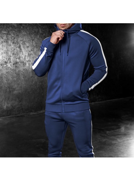 Men Autumn Winter Fashion Casual Sports Solid Color Hoodies Zipper Trousers Set