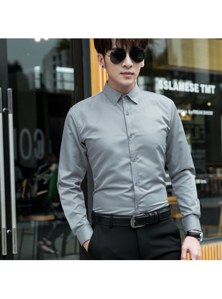 Men Casual Basic Solid Color Long Sleeve Lapel Plus Size Shirt