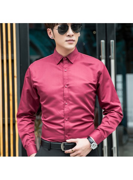 Men Casual Basic Solid Color Long Sleeve Lapel Plus Size Shirt