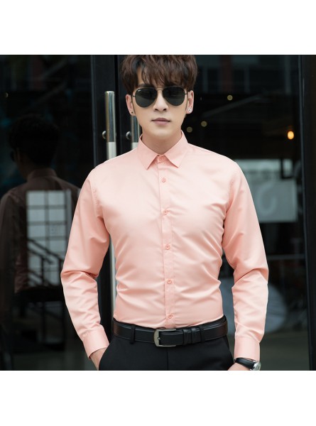 Men Casual Basic Solid Color Long Sleeve Lapel Plus Size Shirt