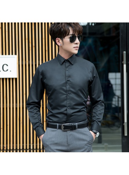 Men Casual Basic Solid Color Long Sleeve Lapel Plus Size Shirt