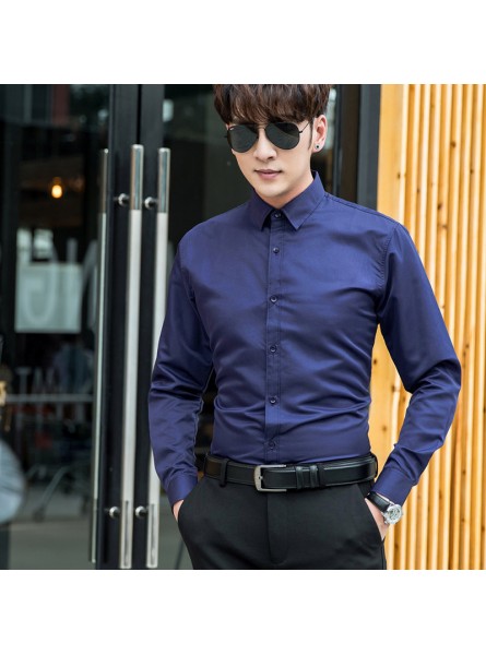 Men Casual Basic Solid Color Long Sleeve Lapel Plus Size Shirt