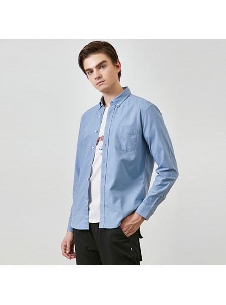 Men Fashion Casual Basic Solid Color Long Sleeve Lapel Plus Size Shirt