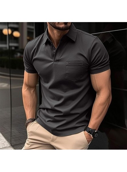 Men Casual Solid Color Short Sleeve Polo Shirt