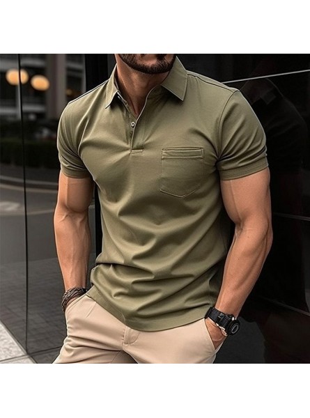 Men Casual Solid Color Short Sleeve Polo Shirt