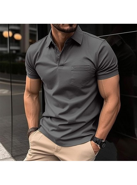 Men Casual Solid Color Short Sleeve Polo Shirt