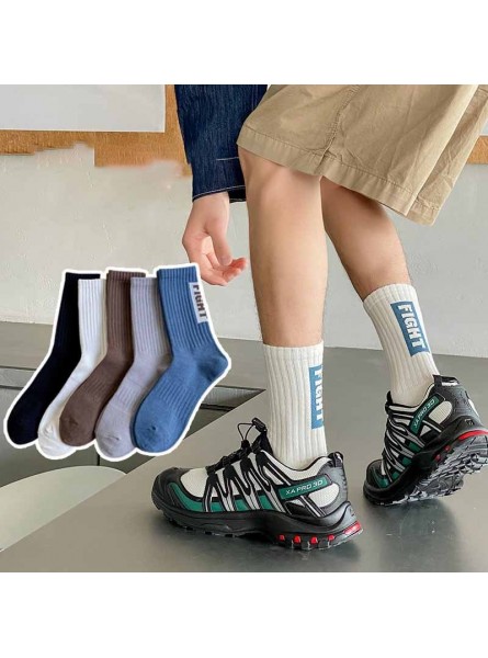 Men Spring Autumn Leisure Sports Letter Mid-Calf Socks