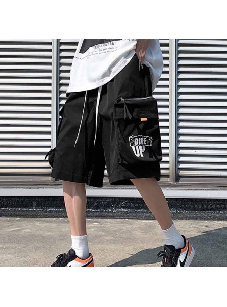 Men Fashion Casual Letter Print Loose Cargo Shorts