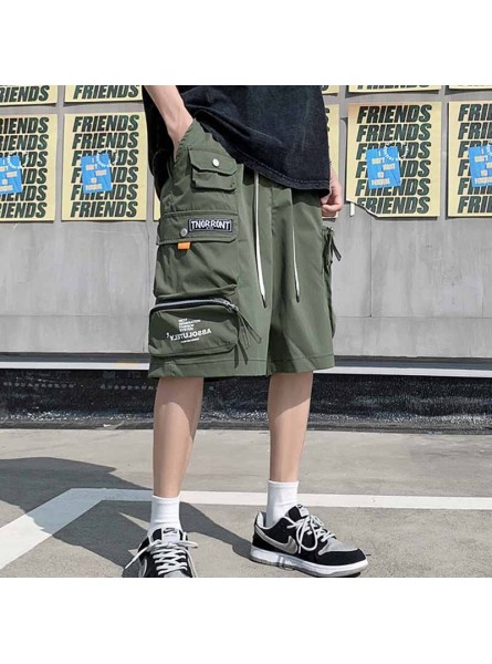 Men Fashion Casual Letter Print Loose Cargo Shorts