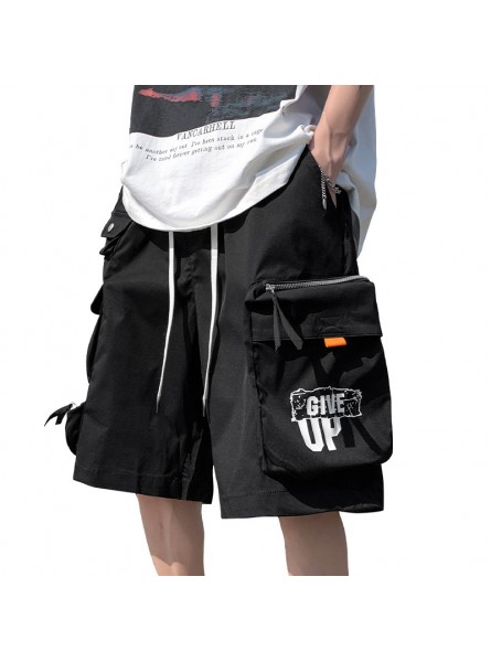 Men Fashion Casual Letter Print Loose Cargo Shorts