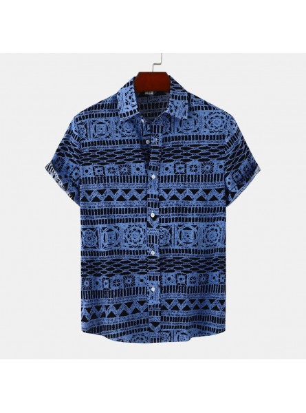 Men Casual Vacation 3D Print Short Sleeve Lapel Shirt