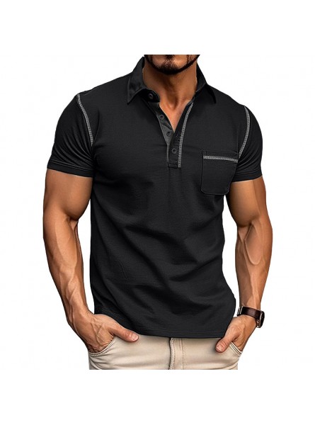 Men Summer Fashion Casual Solid Color Short Sleeve Lapel POLO Shirt