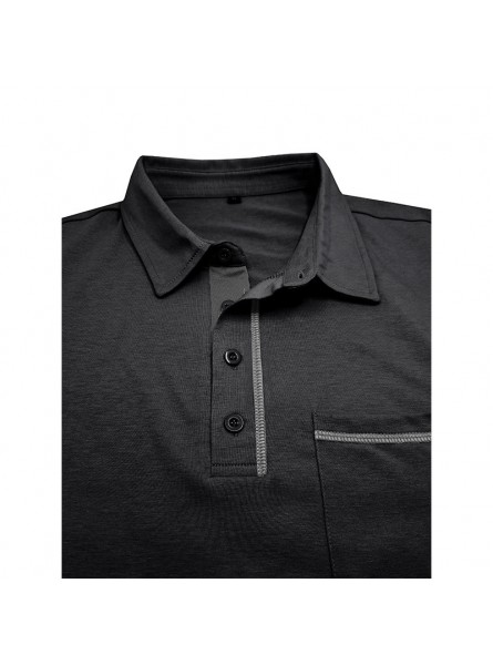 Men Summer Fashion Casual Solid Color Short Sleeve Lapel POLO Shirt