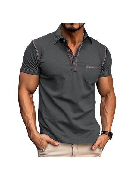 Men Summer Fashion Casual Solid Color Short Sleeve Lapel POLO Shirt