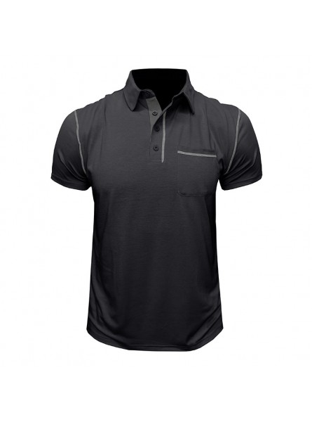 Men Summer Fashion Casual Solid Color Short Sleeve Lapel POLO Shirt