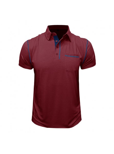 Men Summer Fashion Casual Solid Color Short Sleeve Lapel POLO Shirt