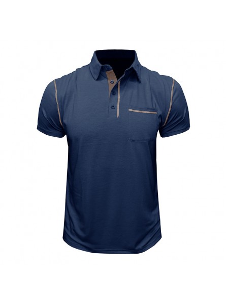 Men Summer Fashion Casual Solid Color Short Sleeve Lapel POLO Shirt