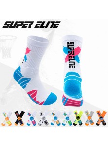 Men Simple Fashion Color Block Letter Basketball Socks