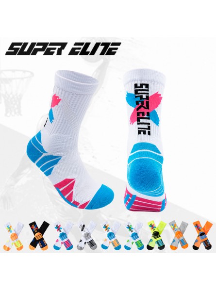 Men Simple Fashion Color Block Letter Basketball Socks