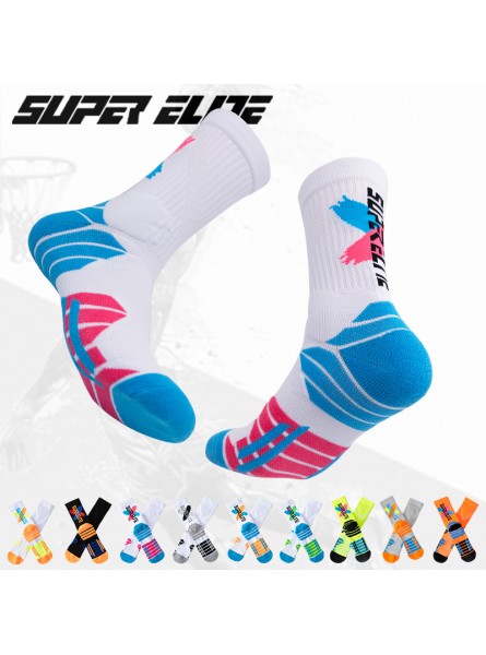 Men Simple Fashion Color Block Letter Basketball Socks