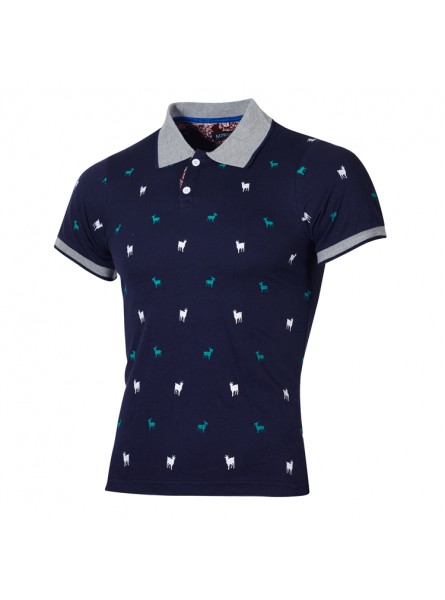 Men Fashion Casual Sheep Print Short Sleeve Lapel POLO Shirt