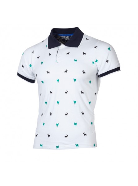 Men Fashion Casual Sheep Print Short Sleeve Lapel POLO Shirt