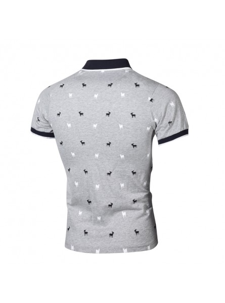 Men Fashion Casual Sheep Print Short Sleeve Lapel POLO Shirt