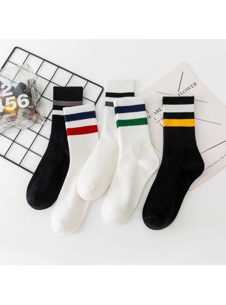 Neutral Simple Red Blue Yellow Stripe Socks