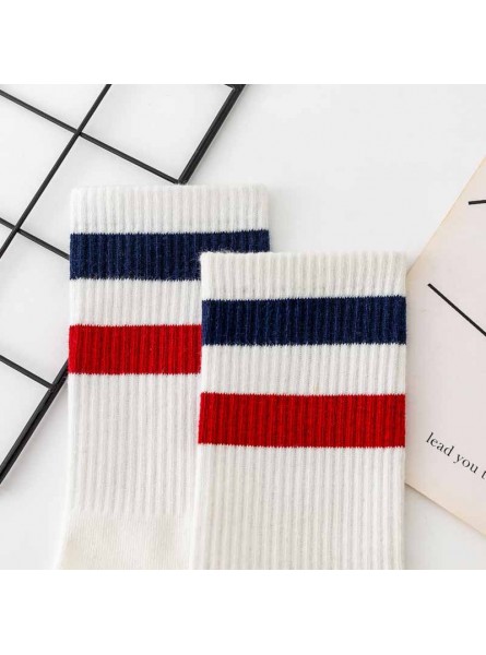 Neutral Simple Red Blue Yellow Stripe Socks