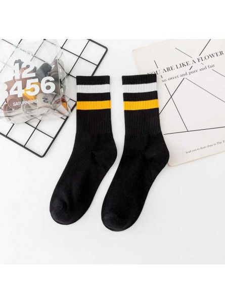 Neutral Simple Red Blue Yellow Stripe Socks