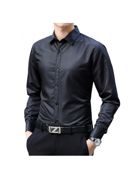 Men Fashion Casual Solid Color Long Sleeve Shirt Top